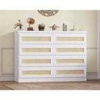 Cassettiera in Rattan Acekool, Cassettiera Doppia a 8 Cassetti con Guide Metalliche Scorrevoli, Mobile Moderno in Legno per Camera da Letto, Armadio o Soggiorno