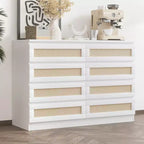 Cassettiera in Rattan Acekool, Cassettiera Doppia a 8 Cassetti con Guide Metalliche Scorrevoli, Mobile Moderno in Legno per Camera da Letto, Armadio o Soggiorno