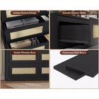 Cassettiera in Rattan Acekool, Cassettiera Doppia a 8 Cassetti con Guide Metalliche Scorrevoli, Mobile Moderno in Legno per Camera da Letto, Armadio o Soggiorno