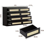 Cassettiera in Rattan Acekool, Cassettiera Doppia a 8 Cassetti con Guide Metalliche Scorrevoli, Mobile Moderno in Legno per Camera da Letto, Armadio o Soggiorno