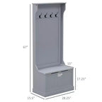 Okak 28IN Albero da ingresso con 4 ganci in metallo, porta appendiabiti con scarpiera e anta superiore, appendiabiti autoportante per soggiorno, ingresso, grigio