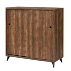 Royal Hampton Wooden Shoe Cabinet with 2 Sliding Doors and Splayed Legs, Oak Brown