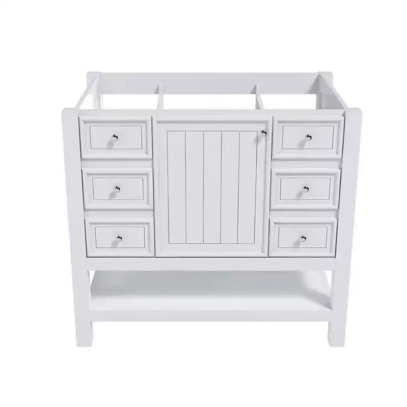 MAYEERTY 36 Bathroom Vanity without Sink 1 Cabinet 3 Drawers Solid Wood Frame MDF White