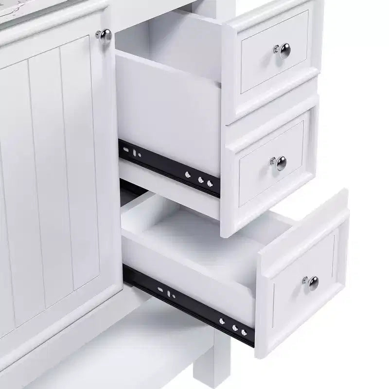MAYEERTY 36 Mobile bagno senza lavabo 1 Armadietto 3 Cassetti Struttura in legno massello MDF Bianco
