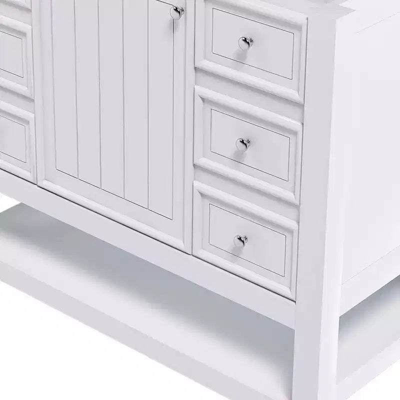 MAYEERTY 36 Mobile bagno senza lavabo 1 Armadietto 3 Cassetti Struttura in legno massello MDF Bianco