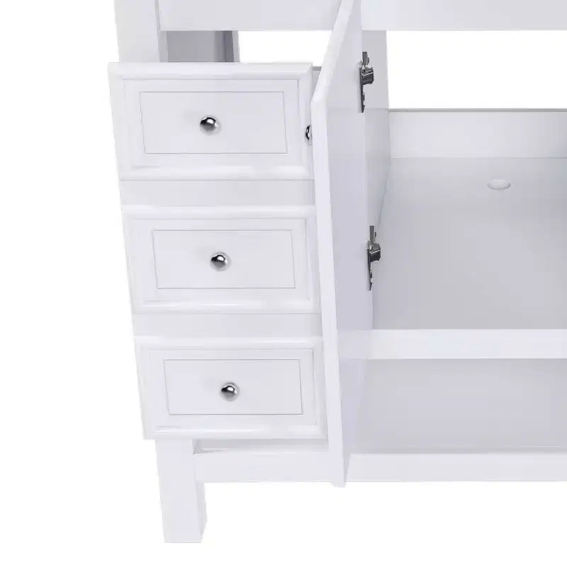 MAYEERTY 36 Mobile bagno senza lavabo 1 Armadietto 3 Cassetti Struttura in legno massello MDF Bianco