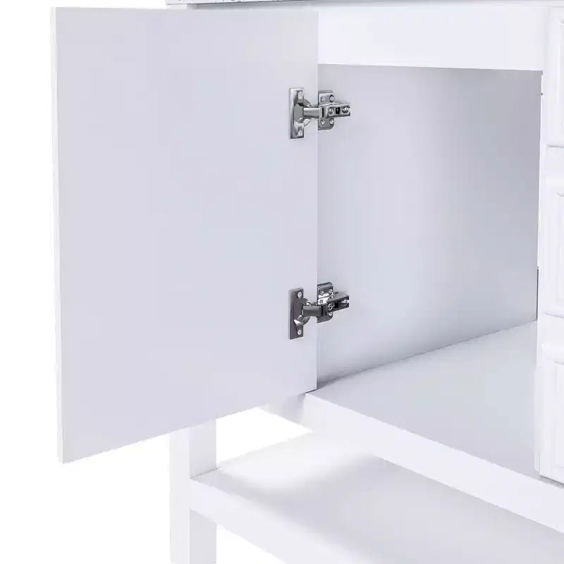 MAYEERTY 36 Mobile bagno senza lavabo 1 Armadietto 3 Cassetti Struttura in legno massello MDF Bianco