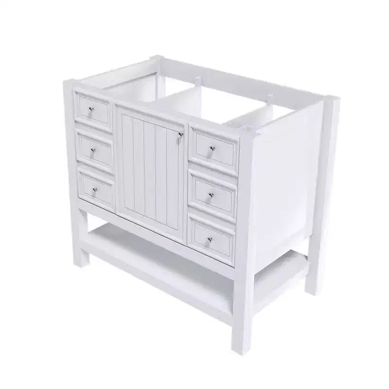 MAYEERTY 36 Mobile bagno senza lavabo 1 Armadietto 3 Cassetti Struttura in legno massello MDF Bianco