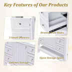 MAYEERTY 36 Mobile bagno senza lavabo 1 Armadietto 3 Cassetti Struttura in legno massello MDF Bianco