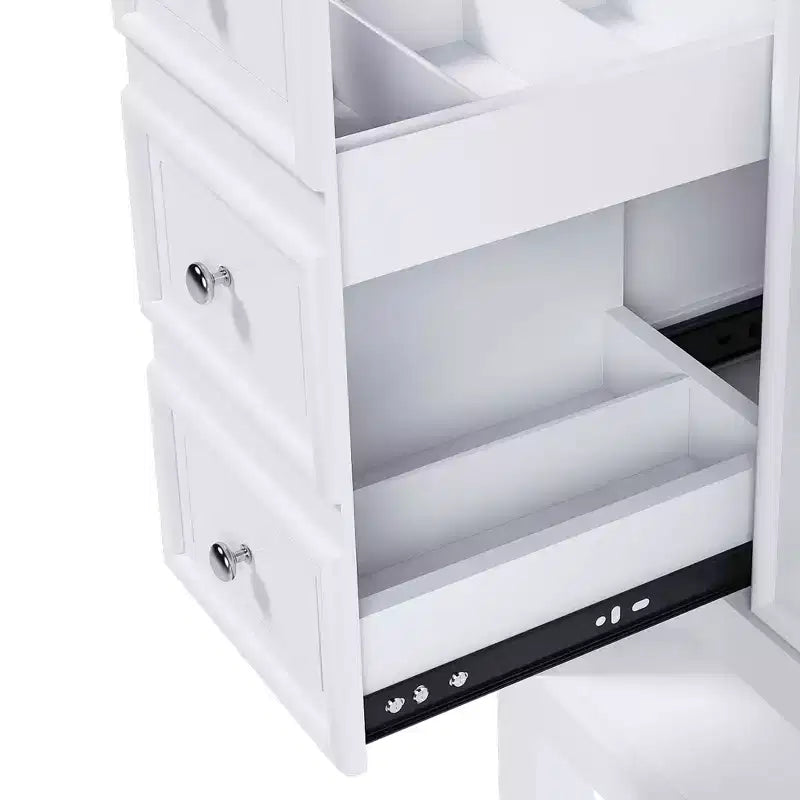 MAYEERTY 36 Mobile bagno senza lavabo 1 Armadietto 3 Cassetti Struttura in legno massello MDF Bianco