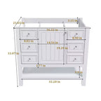 MAYEERTY 36 Mobile bagno senza lavabo 1 Armadietto 3 Cassetti Struttura in legno massello MDF Bianco
