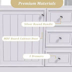 MAYEERTY 36 Mobile bagno senza lavabo 1 Armadietto 3 Cassetti Struttura in legno massello MDF Bianco