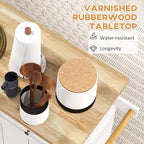 Isola Cucina su Ruote, Carrello da Cucina con Top in Legno di Gomma, Porta Spezie, Porta Asciugamani e Cassetti