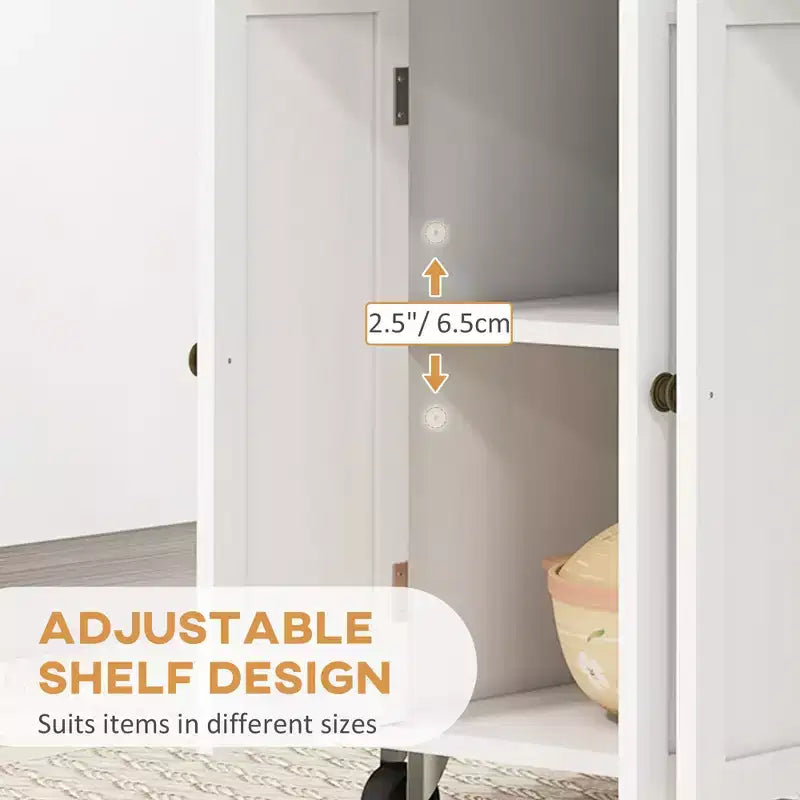Isola Cucina su Ruote, Carrello da Cucina con Top in Legno di Gomma, Porta Spezie, Porta Asciugamani e Cassetti