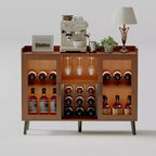 47 Coffee & Wine Bar Cabinet with Glass Door, 4-Tier Wood Sideboard for Living Room and Kitchen