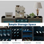 47 Coffee & Wine Bar Cabinet with Glass Door, 4-Tier Wood Sideboard for Living Room and Kitchen