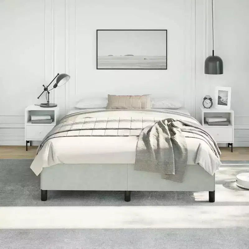 Struttura letto in velluto grigio chiaro (100% poliestere), compensato Francese