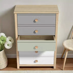 Cassettiera Galano a 5 cassetti con frontali a colori misti in rovere Oslo 78 cm L x 40 cm P x 117 cm A