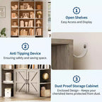 75Tall Bookshelf with Storage, 6-Tier 47 Wide Modern Farmhouse Standing Bookcase Cabinet Display Shelf Organizer for Home Office Living Room