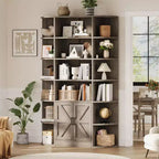 75Tall Bookshelf with Storage, 6-Tier 47 Wide Modern Farmhouse Standing Bookcase Cabinet Display Shelf Organizer for Home Office Living Room