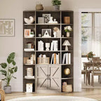 75Tall Bookshelf with Storage, 6-Tier 47 Wide Modern Farmhouse Standing Bookcase Cabinet Display Shelf Organizer for Home Office Living Room
