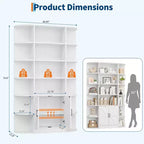 75Tall Bookshelf with Storage, 6-Tier 47 Wide Modern Farmhouse Standing Bookcase Cabinet Display Shelf Organizer for Home Office Living Room
