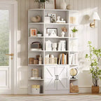 75Tall Bookshelf with Storage, 6-Tier 47 Wide Modern Farmhouse Standing Bookcase Cabinet Display Shelf Organizer for Home Office Living Room
