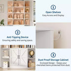 75Tall Bookshelf with Storage, 6-Tier 47 Wide Modern Farmhouse Standing Bookcase Cabinet Display Shelf Organizer for Home Office Living Room