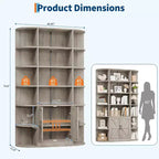 75Tall Bookshelf with Storage, 6-Tier 47 Wide Modern Farmhouse Standing Bookcase Cabinet Display Shelf Organizer for Home Office Living Room