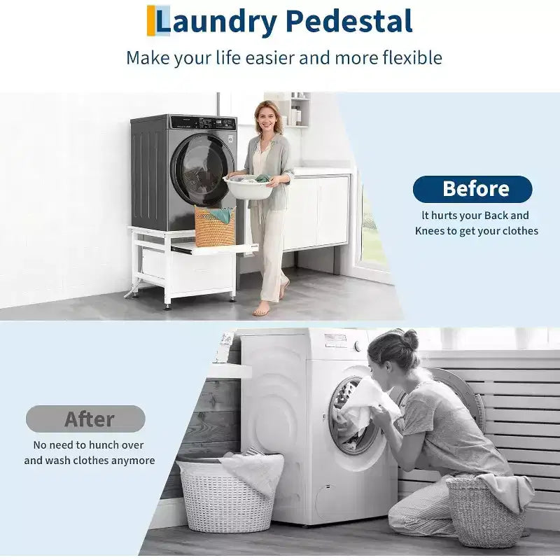 Piedistallo per lavatrice e asciugatrice COZONY da 29 pollici, ripiano estraibile e cassetto, base antivibrazione, capacità 850 libbre