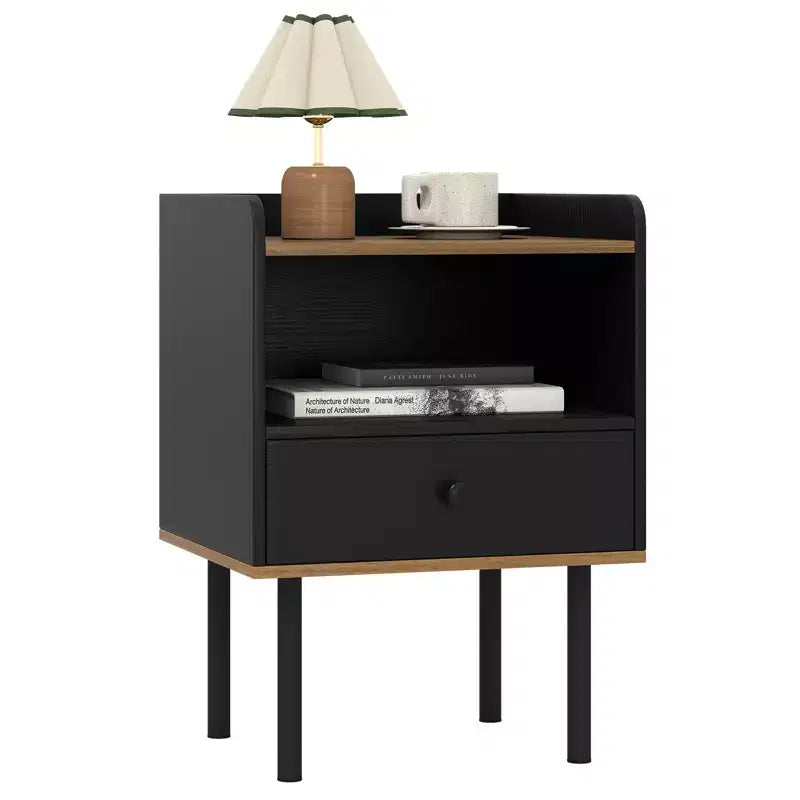 Costway 3-Tier Sofa Side Table w/ Open Storage Shelf Metal Legs for Living Room Bedroom