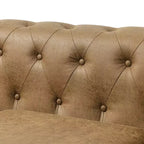 Chesterfield 3-Seat Sofa, Tufted Fabric, Sturdy Wood Frame, Square Arms, S-Spring, High-Resilience Sponge, for Living Room or Apartment, Brown