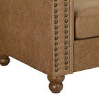 Chesterfield 3-Seat Sofa, Tufted Fabric, Sturdy Wood Frame, Square Arms, S-Spring, High-Resilience Sponge, for Living Room or Apartment, Brown