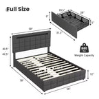 Letto a piattaforma completamente imbottito Costway con testiera a LED, stazione di ricarica e cassetto portaoggetti