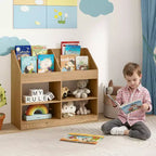 Libreria a 3 Ripiani per Bambini Costway con Scaffale Espositivo e 4 Scomparti per la Cameretta e la Stanza dei Giochi