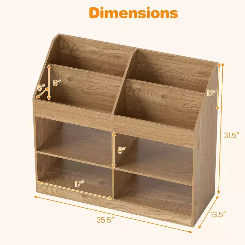 Libreria a 3 Ripiani per Bambini Costway con Scaffale Espositivo e 4 Scomparti per la Cameretta e la Stanza dei Giochi