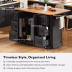 Isola da Cucina con Anta a Ribalta e Ruote, Carrello da Cucina con Cassetti e Scaffale, Isola da Cucina Mobile con Presa Elettrica