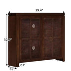 Okak Mid Century Wooden Buffet Sideboard Storage Cabinet with Rattan Doors,Retro Coffee Pantry Cabinets for Dining Room,Kitchen