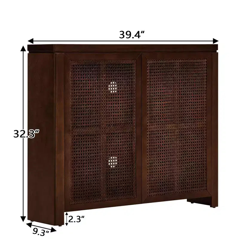 Okak Mid Century Wooden Buffet Sideboard Storage Cabinet with Rattan Doors,Retro Coffee Pantry Cabinets for Dining Room,Kitchen