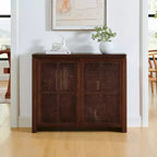 Okak Mid Century Wooden Buffet Sideboard Storage Cabinet with Rattan Doors,Retro Coffee Pantry Cabinets for Dining Room,Kitchen