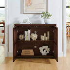 Okak Mid Century Wooden Buffet Sideboard Storage Cabinet with Rattan Doors,Retro Coffee Pantry Cabinets for Dining Room,Kitchen
