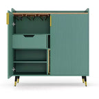Mobile bar moderno con portabottiglie e credenza a buffet, ante in vetro scanalato e cassetti portaoggetti per cucina, sala da pranzo