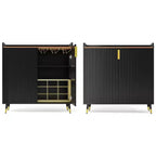 Mobile bar moderno con portabottiglie e credenza a buffet, ante in vetro scanalato e cassetti portaoggetti per cucina, sala da pranzo