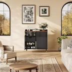 Mobile bar moderno con portabottiglie e credenza a buffet, ante in vetro scanalato e cassetti portaoggetti per cucina, sala da pranzo