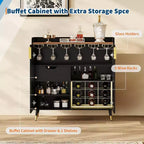 Mobile bar moderno con portabottiglie e credenza a buffet, ante in vetro scanalato e cassetti portaoggetti per cucina, sala da pranzo