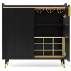 Mobile bar moderno con portabottiglie e credenza a buffet, ante in vetro scanalato e cassetti portaoggetti per cucina, sala da pranzo
