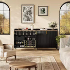 Mobile bar moderno con portabottiglie e credenza a buffet, ante in vetro scanalato e cassetti portaoggetti per cucina, sala da pranzo