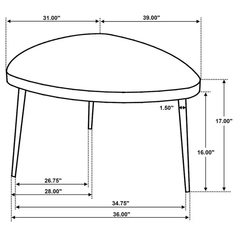 Coaster,Odessa Triangular Solid Wood Coffee Table