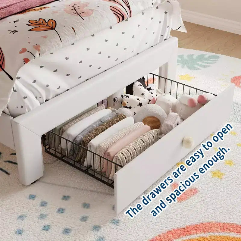 Letto a una piazza con luci a LED e testiera in velluto con bottoni in cristallo, letto imbottito per ragazzo/ragazza con cassetto portaoggetti, nessuna molla necessaria
