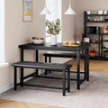 3-Piece Small Farmhouse Dining Tables for 4, 44.4 Rectangular Wood Table with 2 Upholstered Benches,Kitchen Table Set for 4